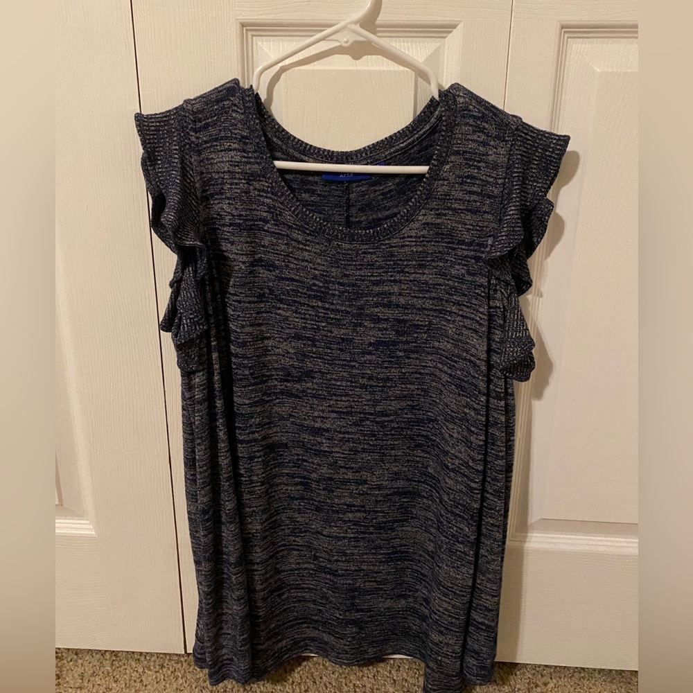 Long Sleeve Navy Cold-Shoulder Top